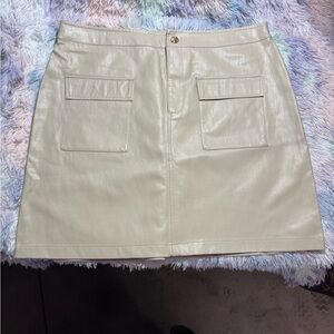 Marc New York Cream Leather Mini Skirt